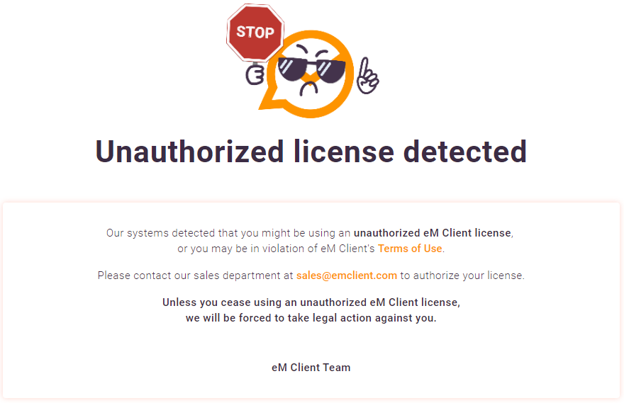 EmClient Unauthorized license detected (Em Client)